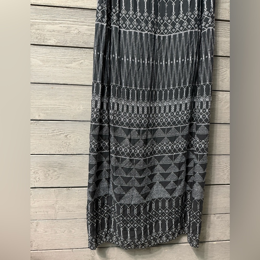 H&M Black White Beaded Top Boho Print Maxi Dress Sz 8 Summer Vacation Resort - Picture 4 of 11
